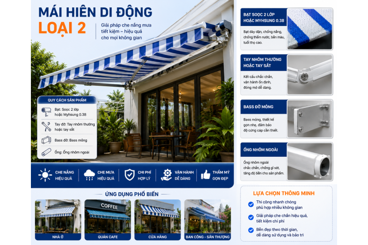 MÁI HIÊN DI ĐỘNG LOẠI 2 